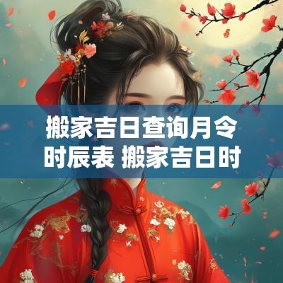 搬家吉日查询月令时辰表 搬家吉日时辰免费查询