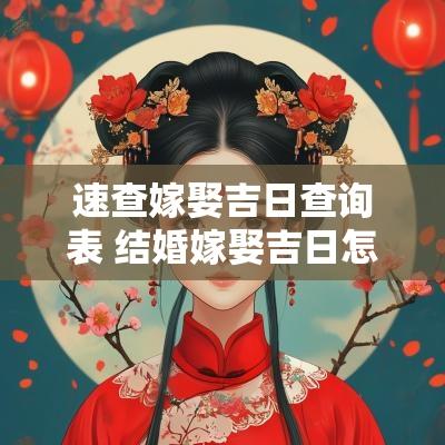 速查嫁娶吉日查询表 结婚嫁娶吉日怎么选