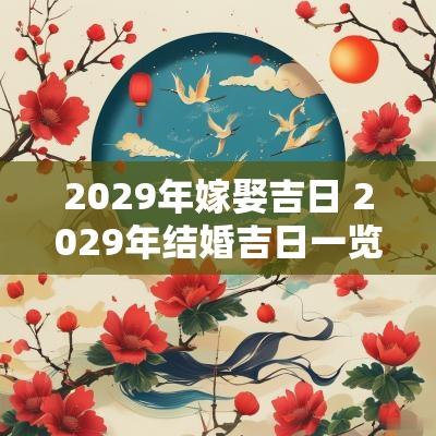 2029年嫁娶吉日 2029年结婚吉日一览表
