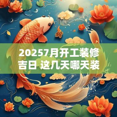 20257月开工装修吉日 这几天哪天装修开工是吉日
