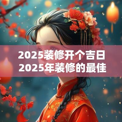 2025装修开个吉日 2025年装修的最佳日子