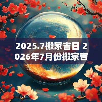2025.7搬家吉日 2026年7月份搬家吉日大全