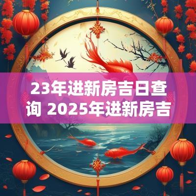 23年进新房吉日查询 2025年进新房吉日查询