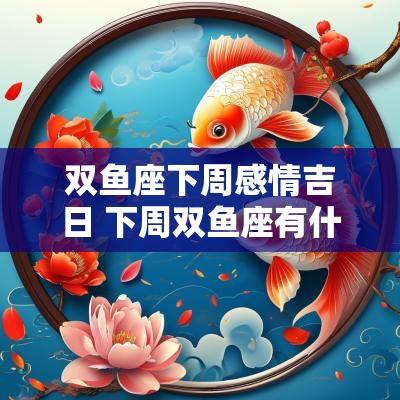 双鱼座下周感情吉日 下周双鱼座有什么喜事
