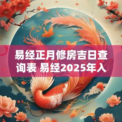 易经正月修房吉日查询表 易经2025年入宅吉日