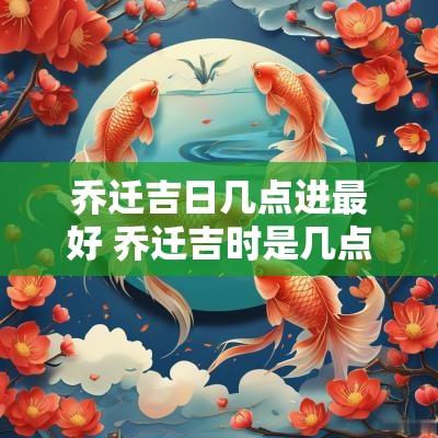 乔迁吉日几点进最好 乔迁吉时是几点进屋好