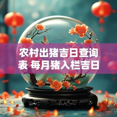 农村出猪吉日查询表 每月猪入栏吉日