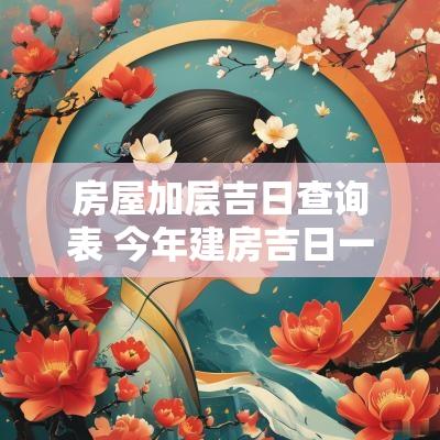 房屋加层吉日查询表 今年建房吉日一览表查询