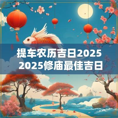 提车农历吉日2025 2025修庙最佳吉日