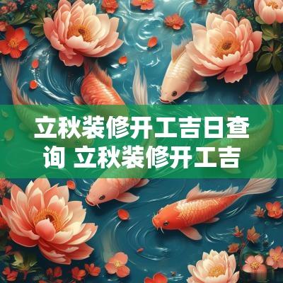 立秋装修开工吉日查询 立秋装修开工吉日大全