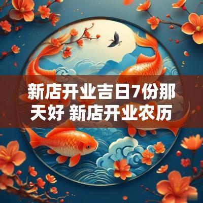 新店开业吉日7份那天好 新店开业农历7月份日期怎么选