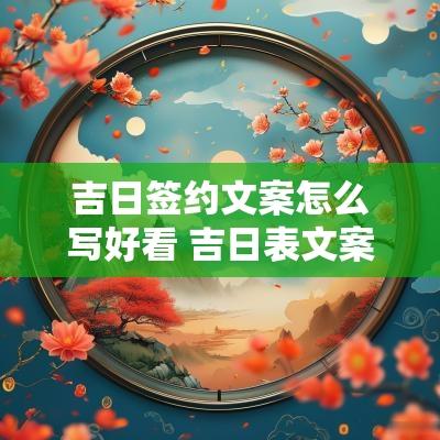 吉日签约文案怎么写好看 吉日表文案