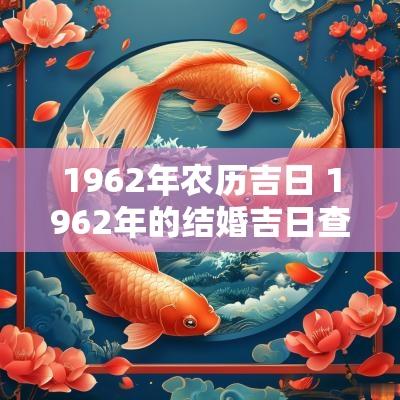 1962年农历吉日 1962年的结婚吉日查询