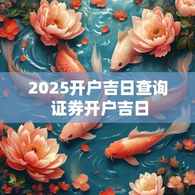 2025开户吉日查询 证券开户吉日