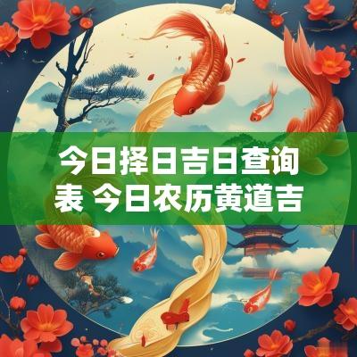 今日择日吉日查询表 今日农历黄道吉日查询