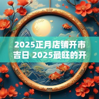 2025正月店铺开市吉日 2025最旺的开市吉日