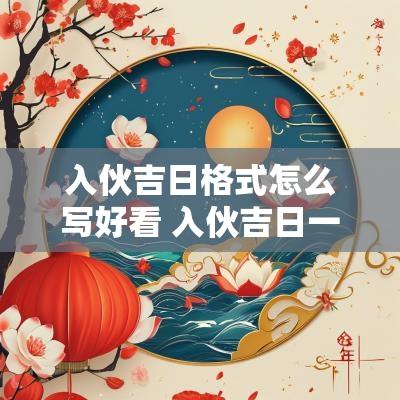 入伙吉日格式怎么写好看 入伙吉日一览表2025
