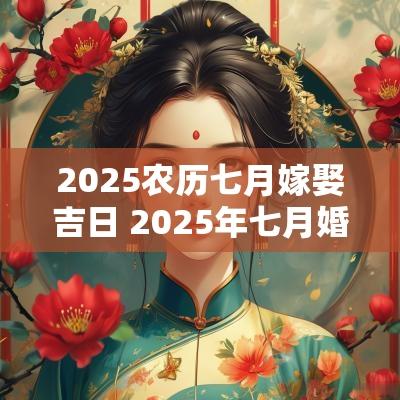 2025农历七月嫁娶吉日 2025年七月婚嫁黄道吉日