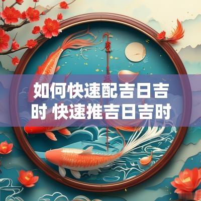 如何快速配吉日吉时 快速推吉日吉时的方法