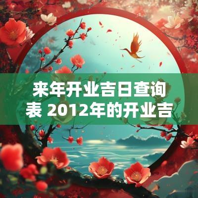 来年开业吉日查询表 2012年的开业吉日查询