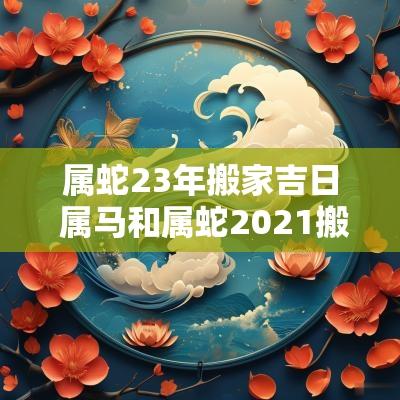 属蛇23年搬家吉日 属马和属蛇2025搬家吉日