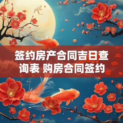 签约房产合同吉日查询表 购房合同签约日期和网签日期
