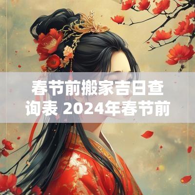 春节前搬家吉日查询表 2025年春节前搬家吉日查询