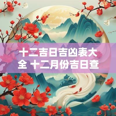 十二吉日吉凶表大全 十二月份吉日查询表