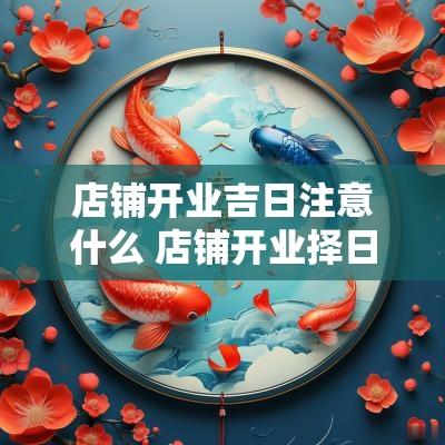 店铺开业吉日注意什么 店铺开业择日根据什么