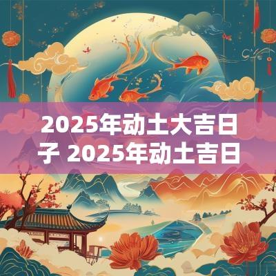2025年动土大吉日子 2025年动土吉日选择