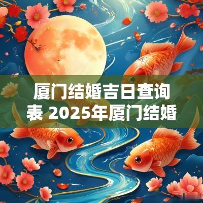 厦门结婚吉日查询表 2025年厦门结婚吉日