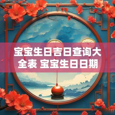 宝宝生日吉日查询大全表 宝宝生日日期对照表