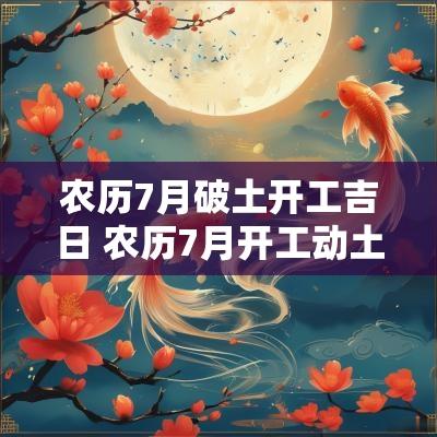 农历7月破土开工吉日 农历7月开工动土吉日查询