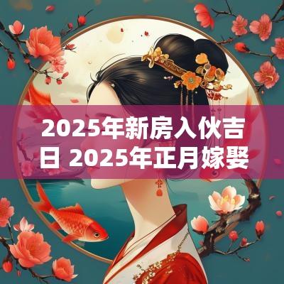 2025年新房入伙吉日 2025年正月嫁娶吉日
