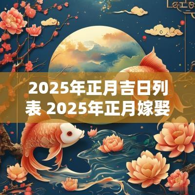 2025年正月吉日列表 2025年正月嫁娶吉日