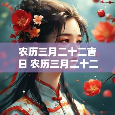 农历三月二十二吉日 农历三月二十二日是黄道吉日吗