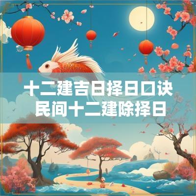 十二建吉日择日口诀 民间十二建除择日口诀