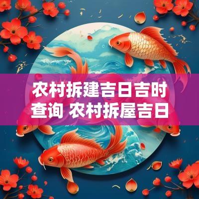 农村拆建吉日吉时查询 农村拆屋吉日查询最新