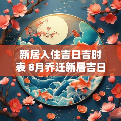 新居入住吉日吉时表 8月乔迁新居吉日吉时