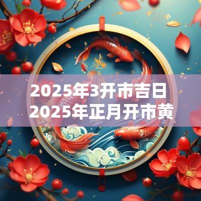 2025年3开市吉日 2025年正月开市黄道吉日