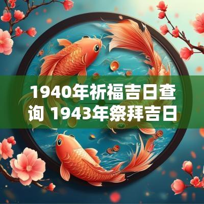 1940年祈福吉日查询 1943年祭拜吉日查询