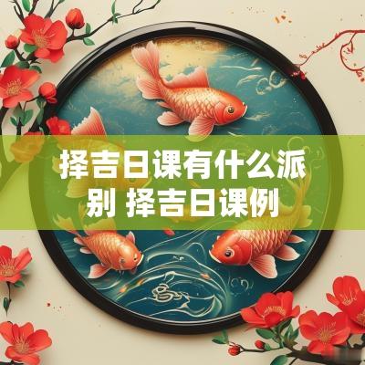 择吉日课有什么派别 择吉日课例