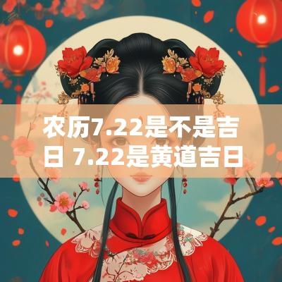农历7.22是不是吉日 7.22是黄道吉日吗