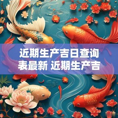 近期生产吉日查询表最新 近期生产吉日查询表
