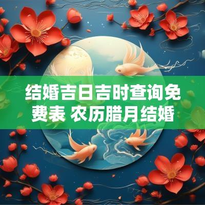结婚吉日吉时查询免费表 农历腊月结婚吉日吉时