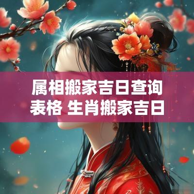 属相搬家吉日查询表格 生肖搬家吉日查询表