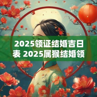 2025领证结婚吉日表 2025属猴结婚领证吉日