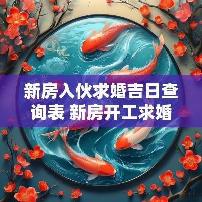 新房入伙求婚吉日查询表 新房开工求婚吉日查询最新