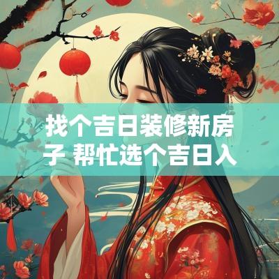 找个吉日装修新房子 帮忙选个吉日入住新房