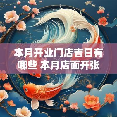 本月开业门店吉日有哪些 本月店面开张黄道吉日